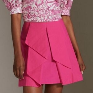 Maeve skirt size O hot pink ruffle mini anthropologie